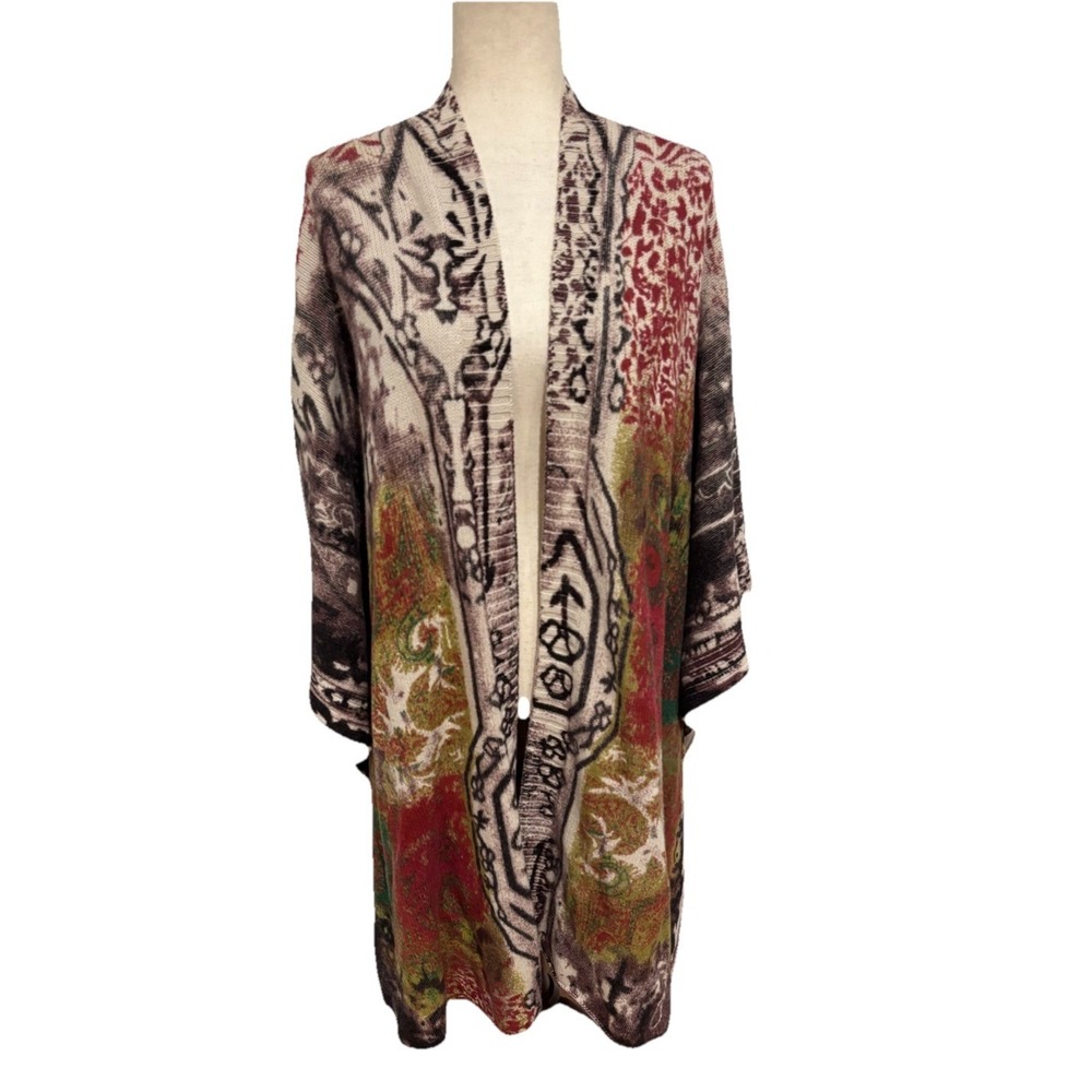 NWT Soft Surroundings‎ Womens One SZ Multicolor Cardigan Sweater Wrap Wool Blend
